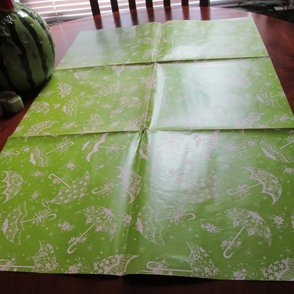 Vintage Hallmark Shower Gift Wrap Cute Umbrellas w Flowers & Bows 2 Sheets